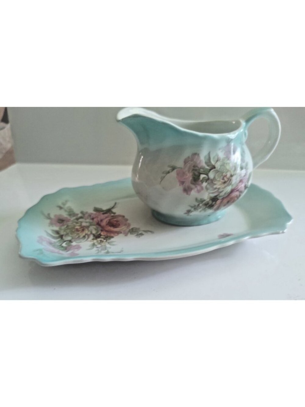 James Kent Old Foley chinaware creamer and  tray set